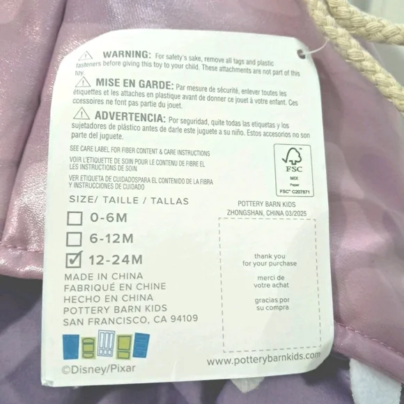 Pottery Barn Kids Disney Pixar Monsters Inc Boo Baby Costume 12–24M NWT - Picture 7 of 7